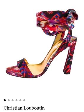 Christian Louboutin Red and Purple Ankle-Tie Stiletto Sandals